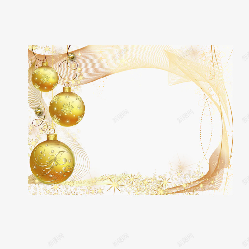 圣诞边框png免抠素材_新图网 https://ixintu.com 简约欧式 金属色 金色 铃铛装饰