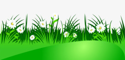 翠绿的草丛卡通手绘翠绿草地花朵矢量图高清图片