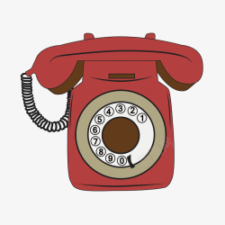 古老的电话卡通红色古老电话机高清图片