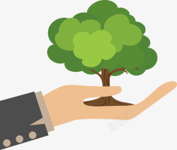 爱护林木创意图标创意手托小树能源logo小图标高清图片