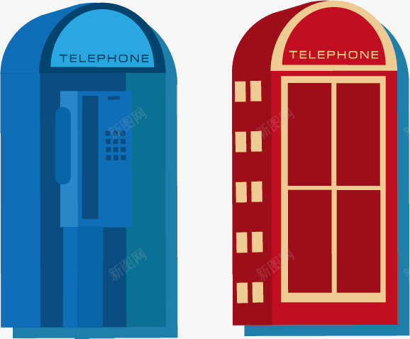 卡通电话亭png免抠素材_新图网 https://ixintu.com 卡通 电话亭 英伦风