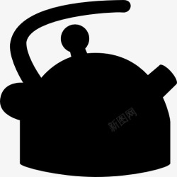 煮茶壶锅炉的剪影图标高清图片