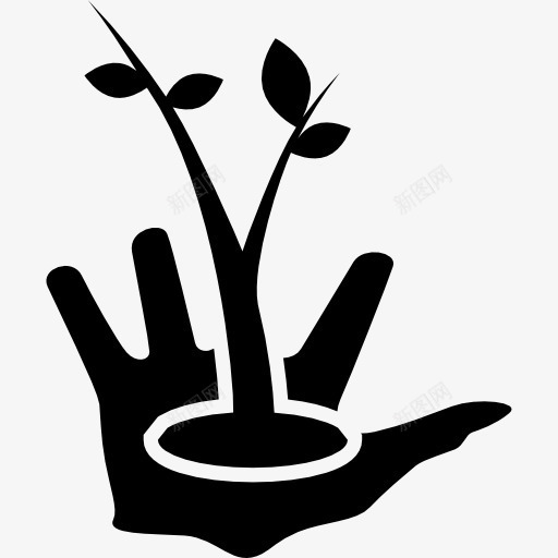 园丁的手与一个生长的植物上图标png_新图网 https://ixintu.com 一方面 人 园艺 护理 植物 种植 符号 花园