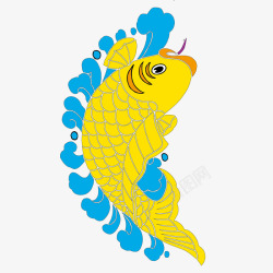 手绘黄色的鲤鱼矢量图素材