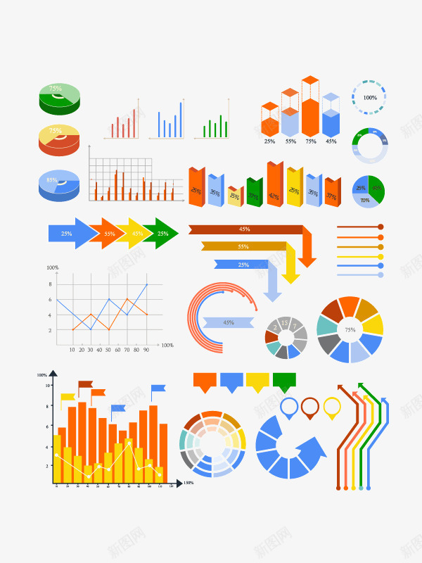 卡通扁平化数据信息分析png免抠素材_新图网 https://ixintu.com ppt 几何 卡通 扁平化 数据分析元素 童趣