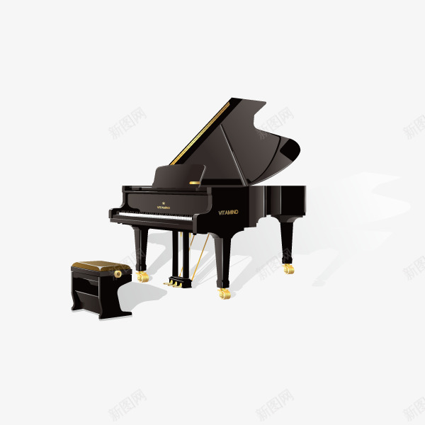 钢琴和凳子矢量图ai免抠素材_新图网 https://ixintu.com 乐器 钢琴 音乐 矢量图