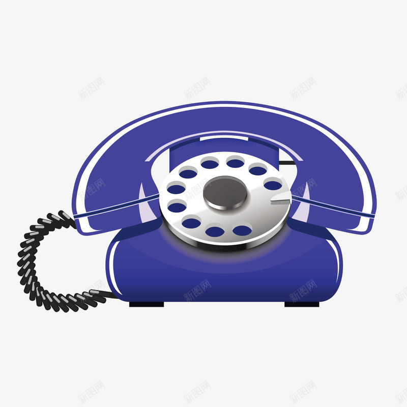 蓝色卡通座机电话机png免抠素材_新图网 https://ixintu.com 卡通 座机 电话机 蓝色