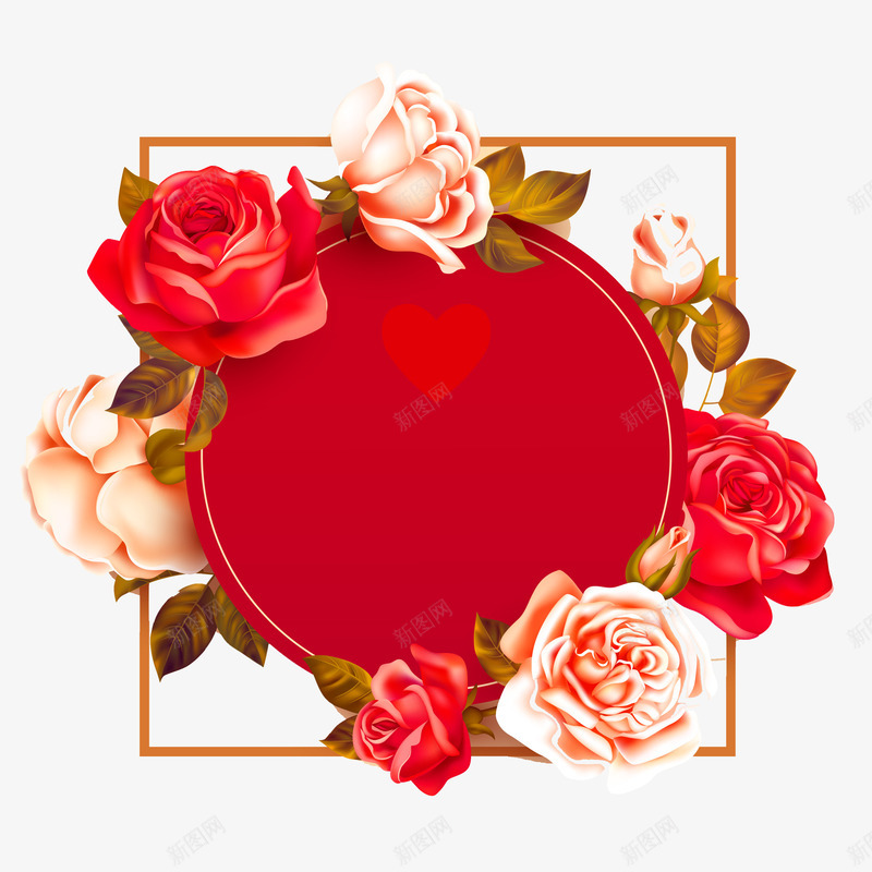 花纹框png免抠素材_新图网 https://ixintu.com 写字板 方框 框架 浪漫 玫瑰花 留言框 粉玫瑰 红玫瑰
