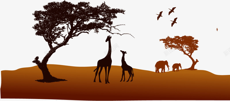 野生动物园png免抠素材_新图网 https://ixintu.com 动物园 大象 树 长颈鹿 鸟