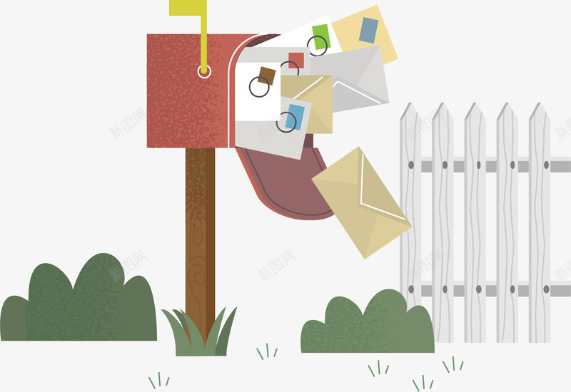 堆满信件的邮筒png免抠素材_新图网 https://ixintu.com 信箱 平信 矢量素材 邮政 邮筒