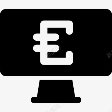 欧元货币符号在屏幕图标图标