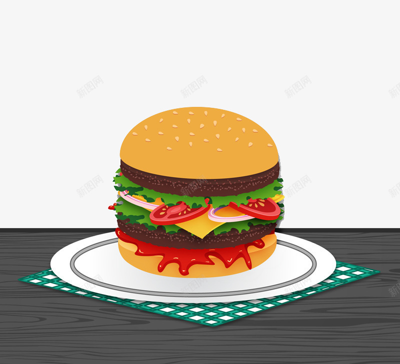 餐盘中的美味汉堡包png免抠素材_新图网 https://ixintu.com 汉堡包 美味 餐盘