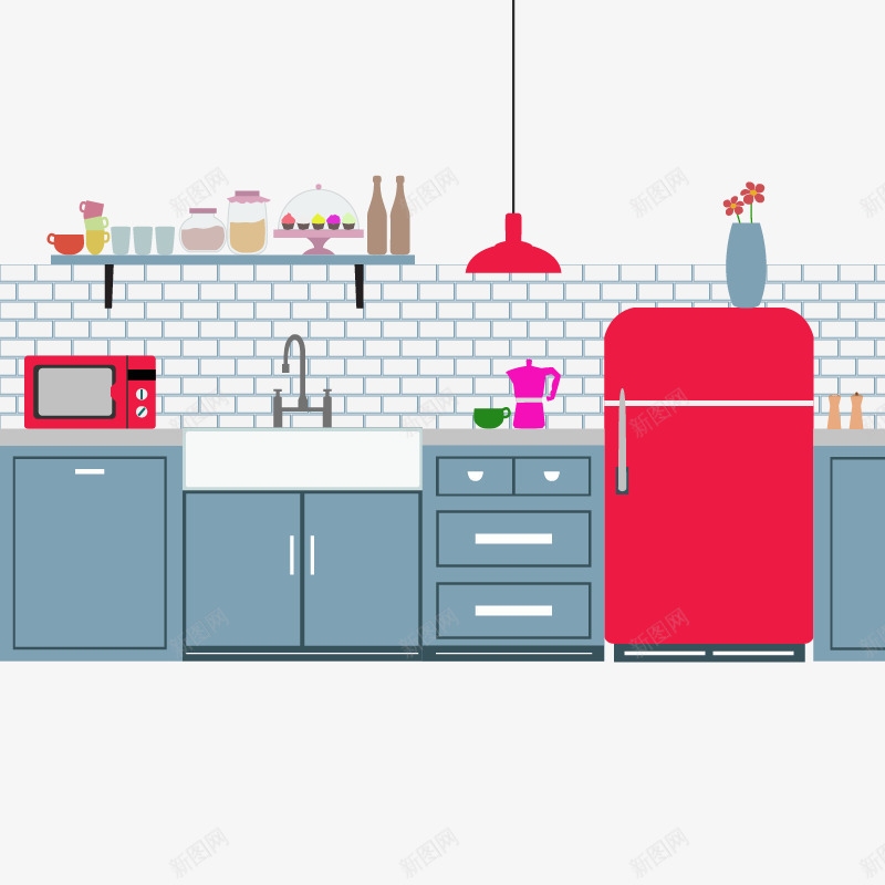 整洁厨房矢量图ai免抠素材_新图网 https://ixintu.com 厨房 厨房设计 整洁 矢量图