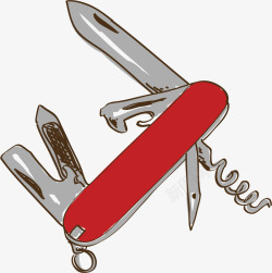 瑞士刀红色手绘瑞士军刀矢量图高清图片
