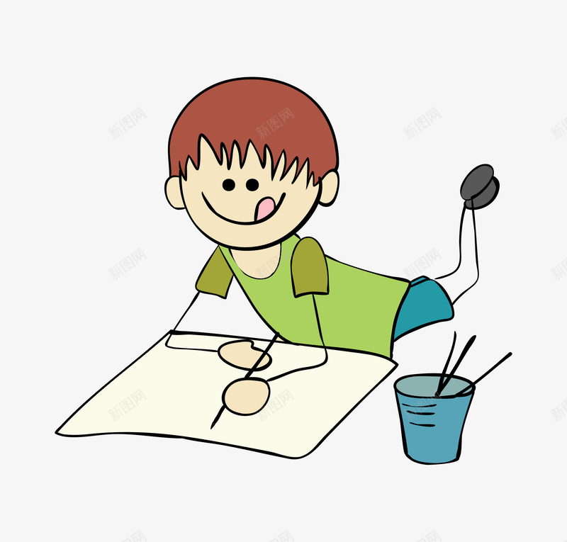 卡通手绘写字的男孩png免抠素材_新图网 https://ixintu.com 写字的男孩 创意 动漫动画 卡通男孩 可爱的男孩 手绘