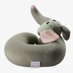 灰色卡通大象u型枕素材