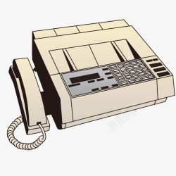 传真电话机手绘复古电话传真机高清图片