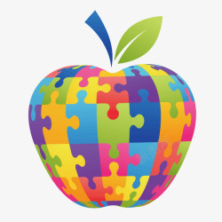 苹果拼图彩色拼图矢量图素材