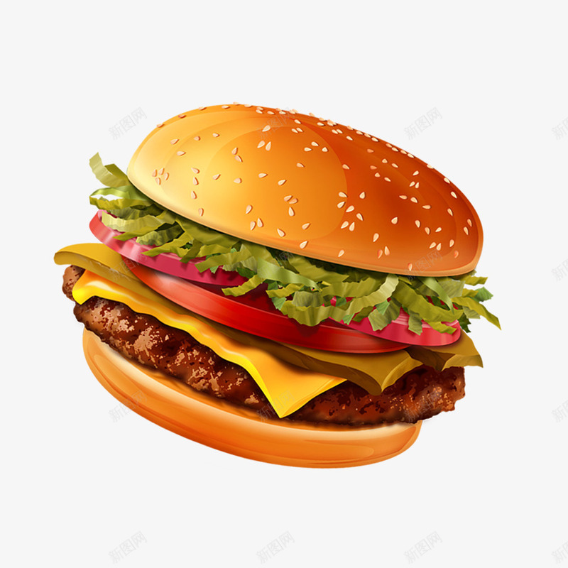 卡通手绘美食汉堡包png免抠素材_新图网 https://ixintu.com 汉堡 面包 食品 食物 餐饮文化