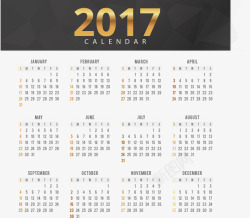 可编辑字体设计2017年日历矢量图高清图片