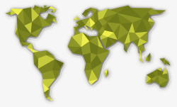 草绿色低多边形世界地图矢量图素材