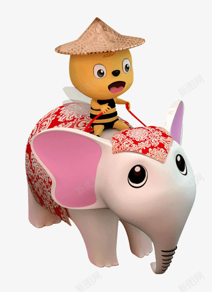 骑大象的小蜜蜂png免抠素材_新图网 https://ixintu.com 卡通 大象 小蜜蜂