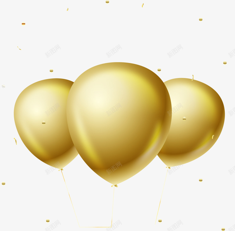 儿童节金色纯色气球png免抠素材_新图网 https://ixintu.com 三只气球 儿童节 漂浮的气球 童趣 纯色气球 金色气球