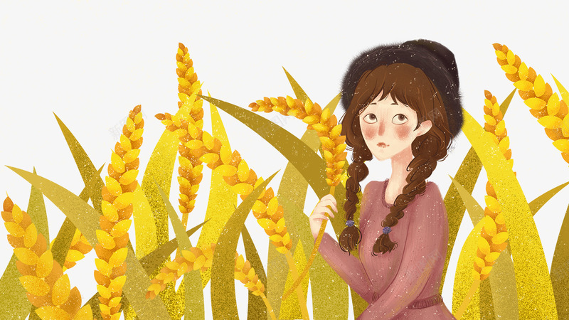 卡通手绘站在麦田里的女孩psd免抠素材_新图网 https://ixintu.com 卡通 手绘 手绘女孩 植物 站在 麦田里的女孩 黄色的麦子