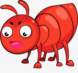 一只卡通的红色蚂蚁特写素材
