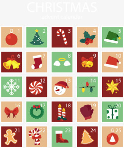 十二月日历圣诞节十二月邮票矢量图高清图片