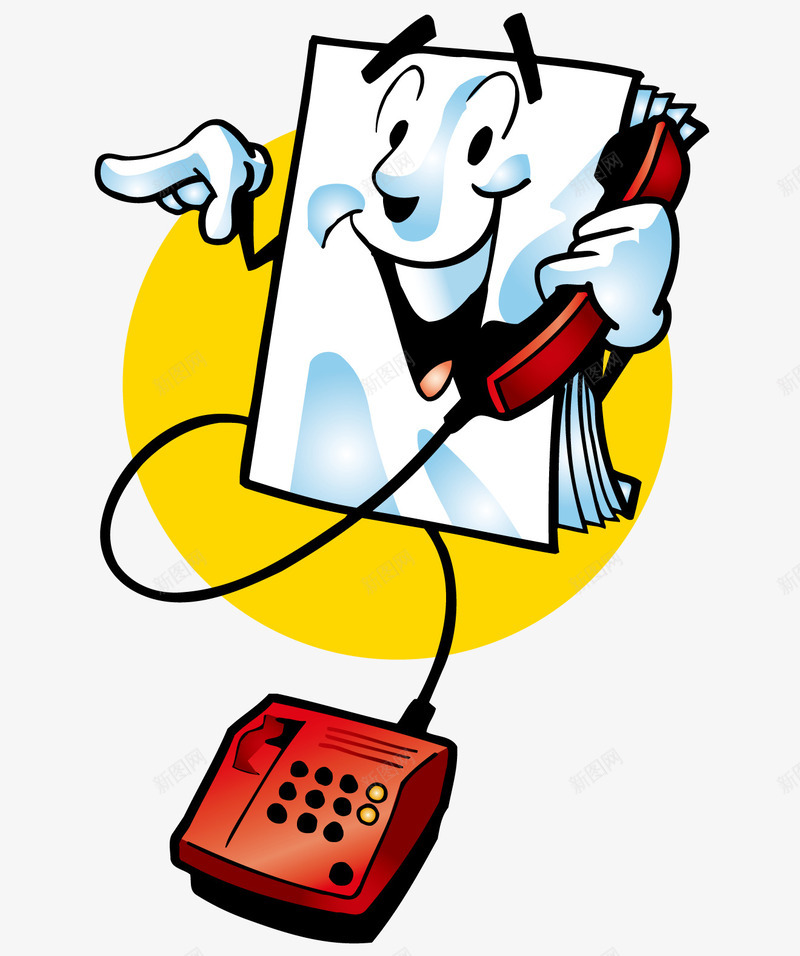 打电话的卡通人物png免抠素材_新图网 https://ixintu.com 卡通 大笑 打电话 电话 矢量素材 红色电话