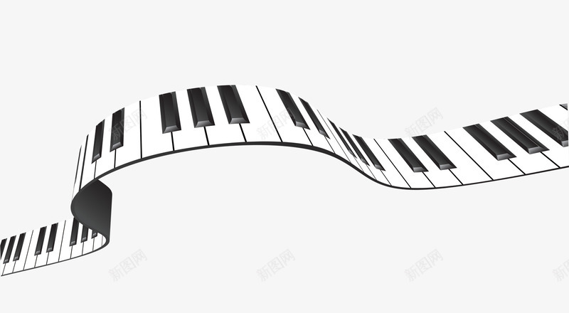 弯曲琴键png免抠素材_新图网 https://ixintu.com 弯曲的琴键 琴键 黑白色琴键
