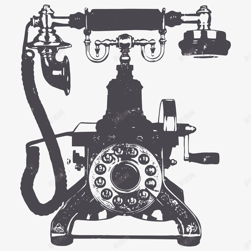 黑色手绘复古电话png免抠素材_新图网 https://ixintu.com 卡通电话 复古电话 座机 手绘电话 手绘电话机 电话 黑色电话