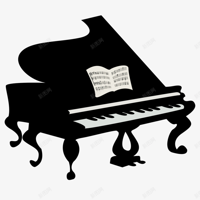 手绘黑色钢琴png免抠素材_新图网 https://ixintu.com 乐器 乐谱 琴键 钢琴 音乐 黑白钢琴键 黑色手绘