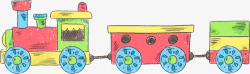 粉色水彩玩具火车素材