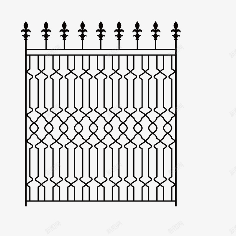 黑色线条铁艺栅栏围墙png免抠素材_新图网 https://ixintu.com 围墙 栅栏 线条 铁艺 铁艺围栏 黑色