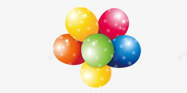 彩色的气球png免抠素材_新图网 https://ixintu.com 六个气球 多个气球 彩色气球 彩色的气球 气球