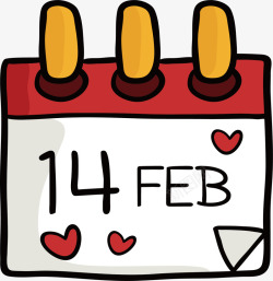 二月十四卡通手绘情人节日历高清图片