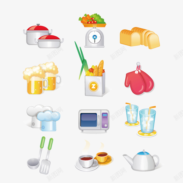 厨房用品及食材图标png_新图网 https://ixintu.com 厨房用品 图标 食材