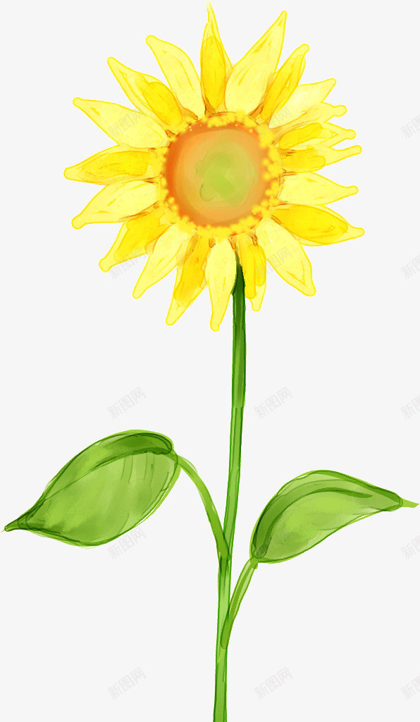 手绘黄色卡通向日葵花朵盛开png免抠素材_新图网 https://ixintu.com 卡通 向日葵 盛开 花朵 黄色