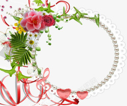 唯美白色珍珠项链花朵素材
