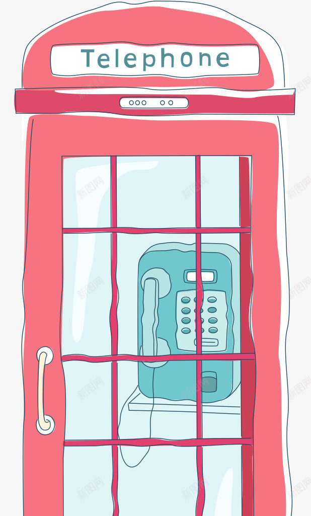 复古电话亭png免抠素材_新图网 https://ixintu.com AI 卡通 古典 复古 手绘 手绘电话机 电话亭 红色 线条