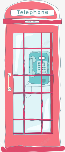 复古圆柱红色电话亭复古电话亭高清图片