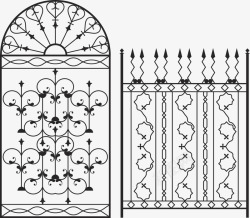 圆拱铁门和栅栏素材