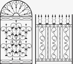 圆拱圆拱铁门和栅栏高清图片