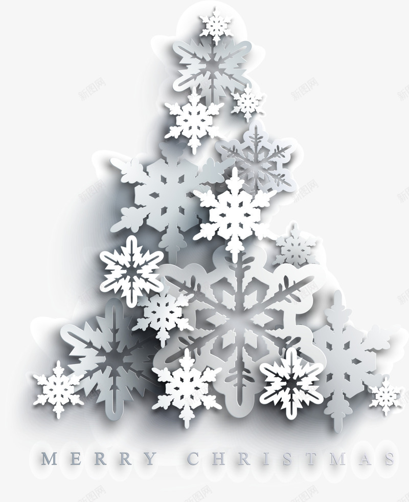 圣诞节雪花圣诞树png免抠素材_新图网 https://ixintu.com 创意圣诞树 圣诞节 密集雪花 灰色雪花 童趣 雪花圣诞树