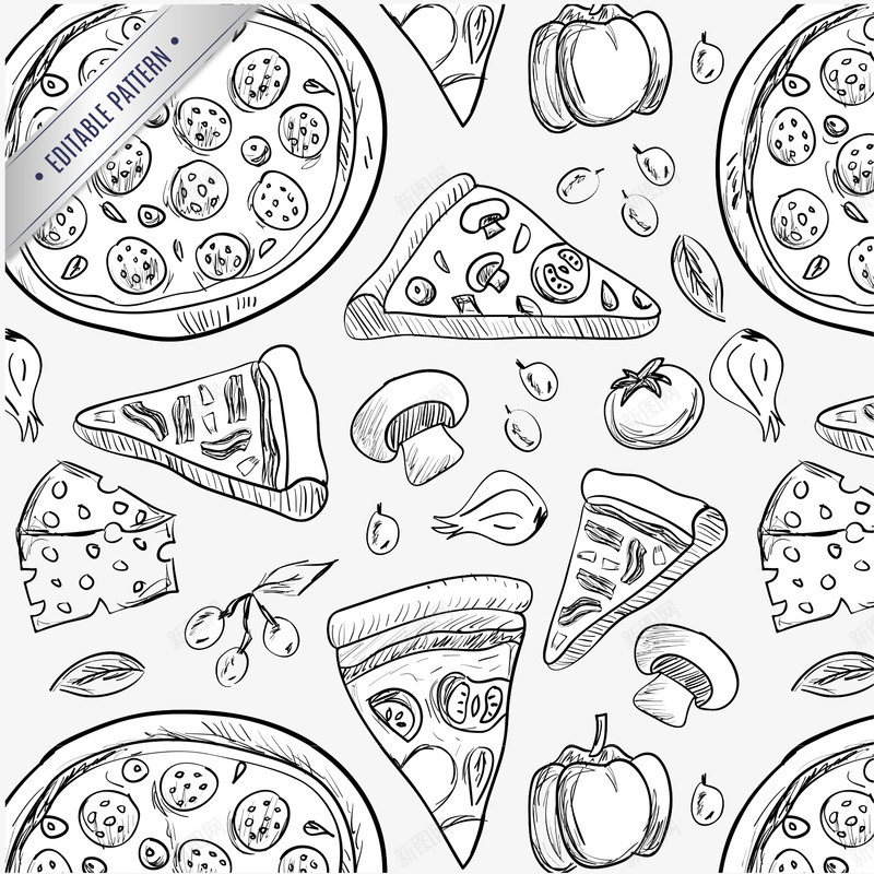 手绘美味披萨png免抠素材_新图网 https://ixintu.com 南瓜 手绘披萨 手绘披萨png素材 美味披萨 西红柿