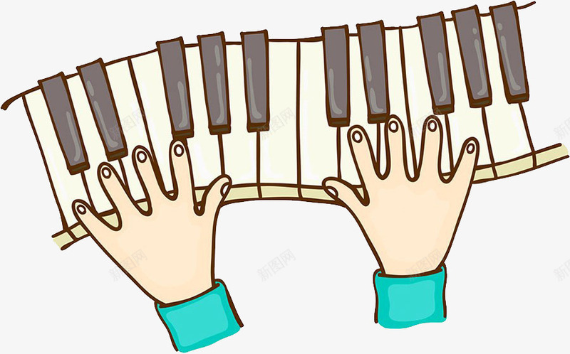手绘弹钢琴人物动作png免抠素材_新图网 https://ixintu.com 人物 人物动作 动作 钢琴
