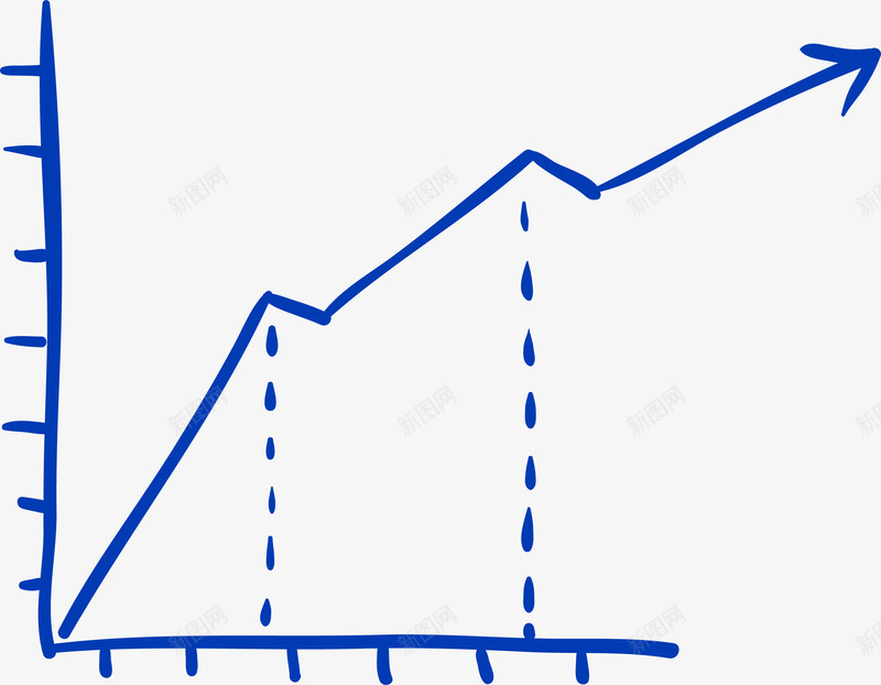 上升折线图png免抠素材_新图网 https://ixintu.com 上升 卡通手绘 商务涂鸦 折线图 折线图符号 矢量图案 蓝色