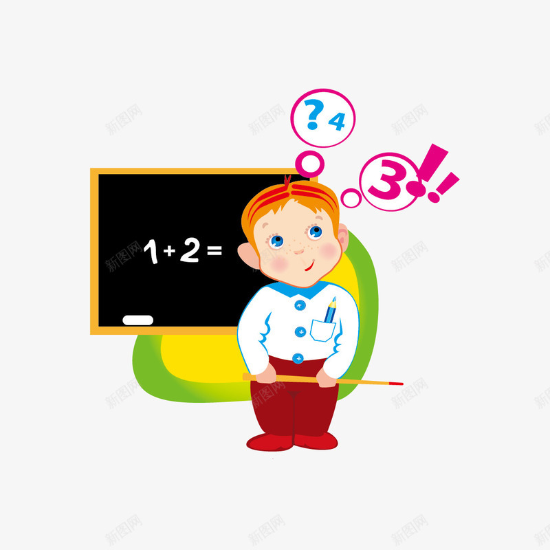 讲课的小孩png免抠素材_新图网 https://ixintu.com 小孩 算数 黑板